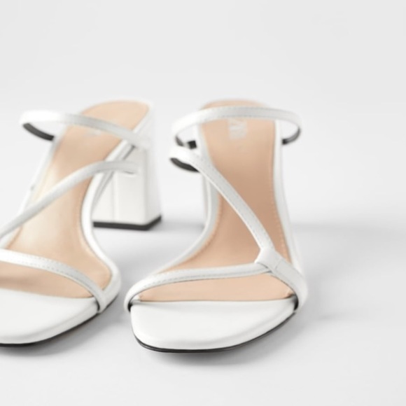 zara heeled mules with asymmetrical straps